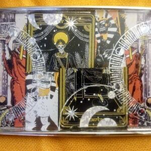 Tarot Card Art Belt Buckle - Black, Gold, Red Accents
